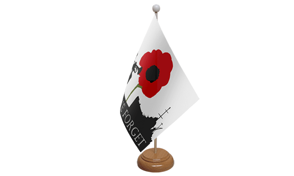 Lest We Forget (Navy) Small Flag with Wooden Stand